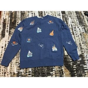 Disney Parks Icons Rides Pullover Crewneck‎ Sweatshirt Small Embroidered
